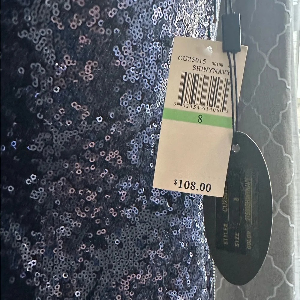 Cupio Navy Sequin cocktail Dress. Long sleeves. Sparkles. - Picture 7 of 9